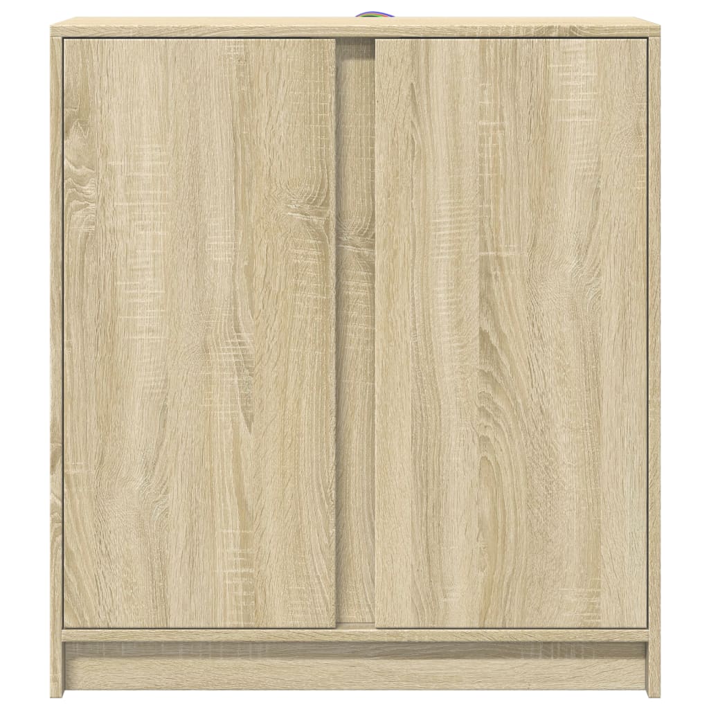 Dressoir met LED 77x34x85 cm bewerkt hout sonoma eikenkleurig