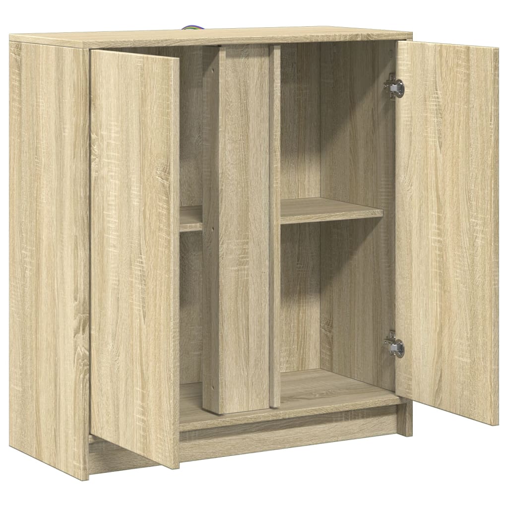 Dressoir met LED 77x34x85 cm bewerkt hout sonoma eikenkleurig