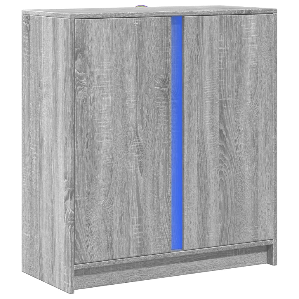 Dressoir met LED 77x34x85 cm bewerkt hout grijs sonoma eiken