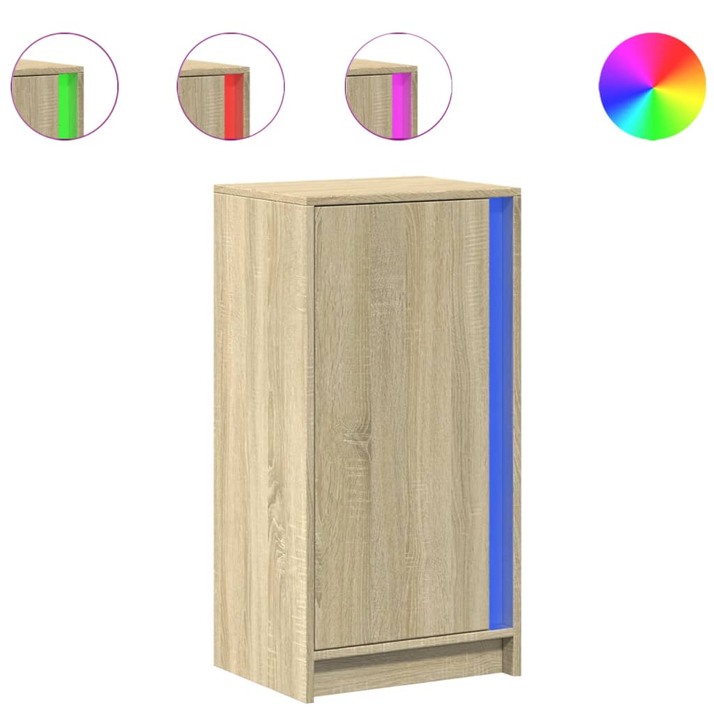 Dressoir met LED 42,5x34x85 cm bewerkt hout sonoma eikenkleurig