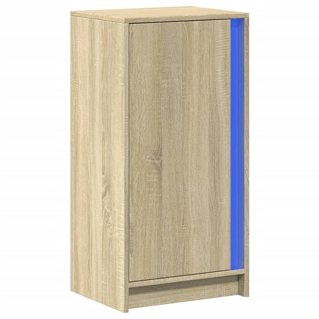 Dressoir met LED 42,5x34x85 cm bewerkt hout sonoma eikenkleurig