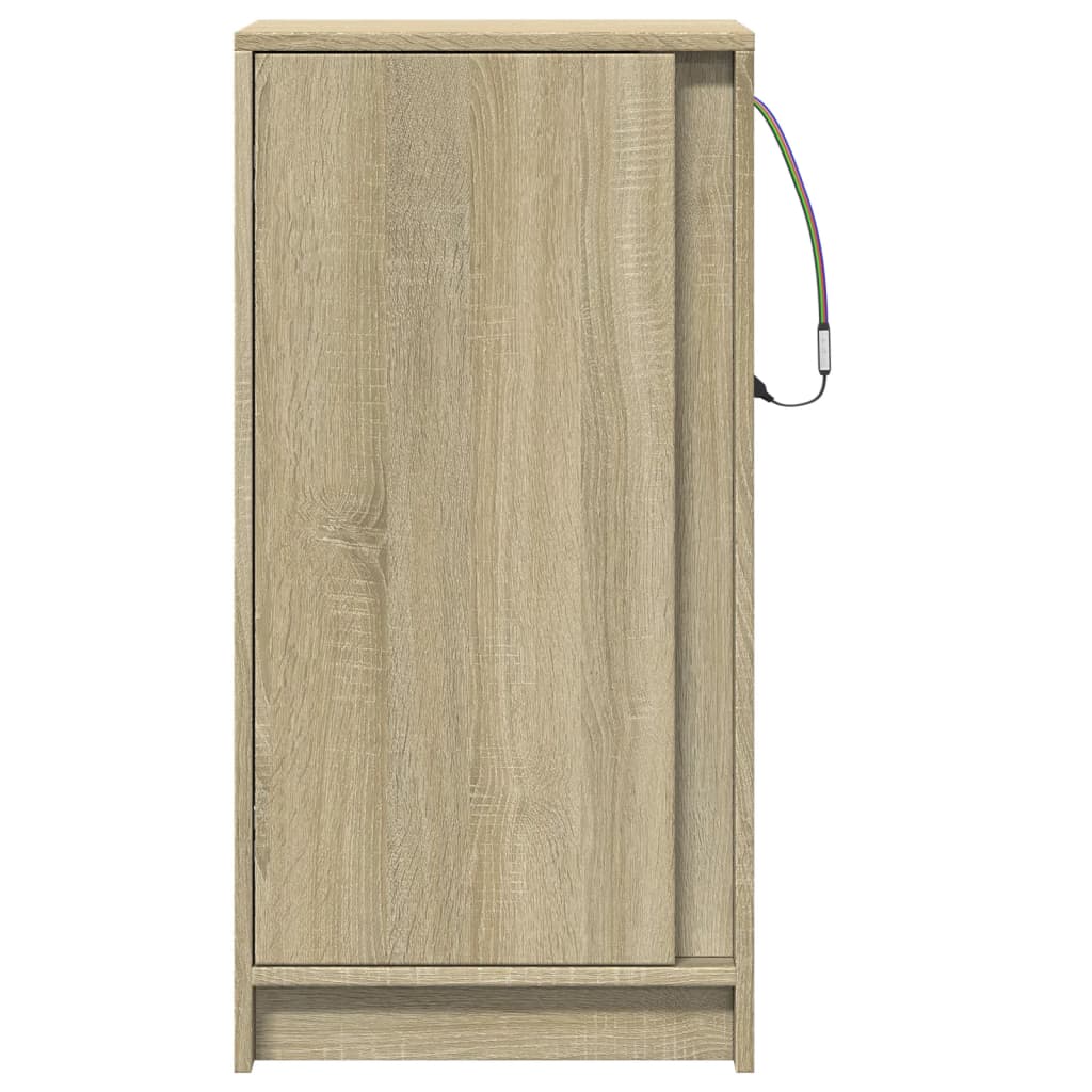 Dressoir met LED 42,5x34x85 cm bewerkt hout sonoma eikenkleurig