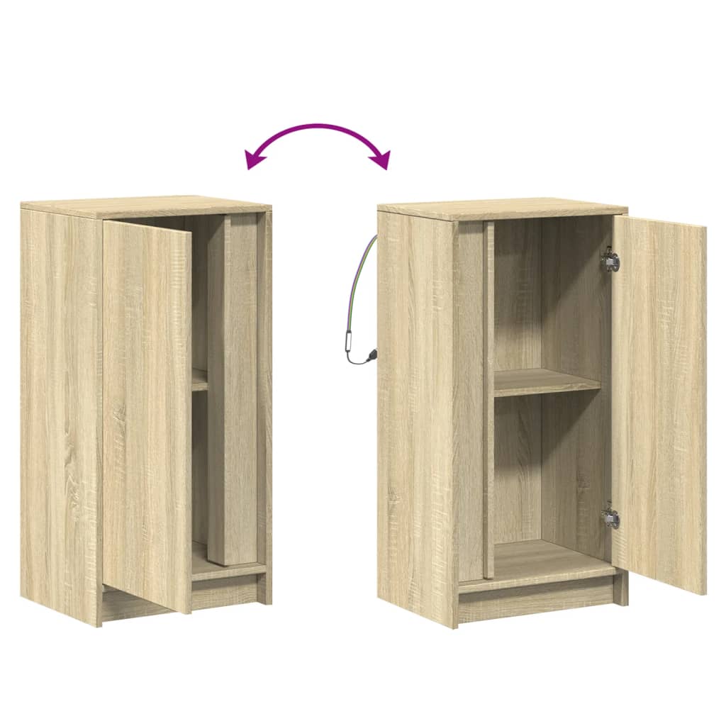 Dressoir met LED 42,5x34x85 cm bewerkt hout sonoma eikenkleurig