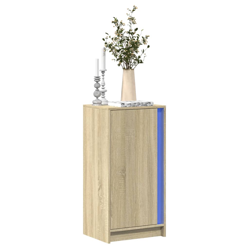 Dressoir met LED 42,5x34x85 cm bewerkt hout sonoma eikenkleurig