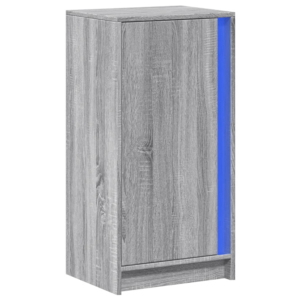 Dressoir met LED 42,5x34x85 cm bewerkt hout grijs sonoma eiken