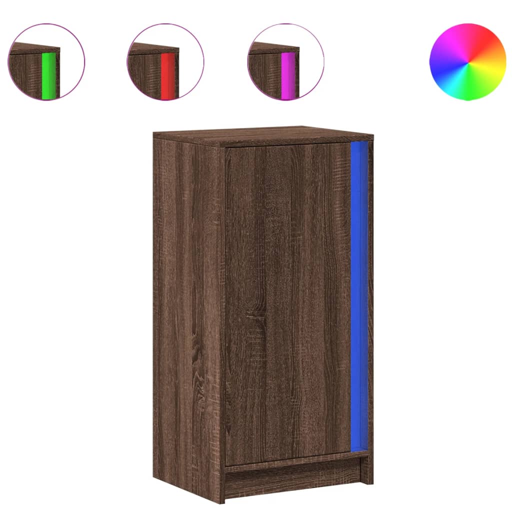 Dressoir met LED 42,5x34x85 cm bewerkt hout bruin eikenkleur