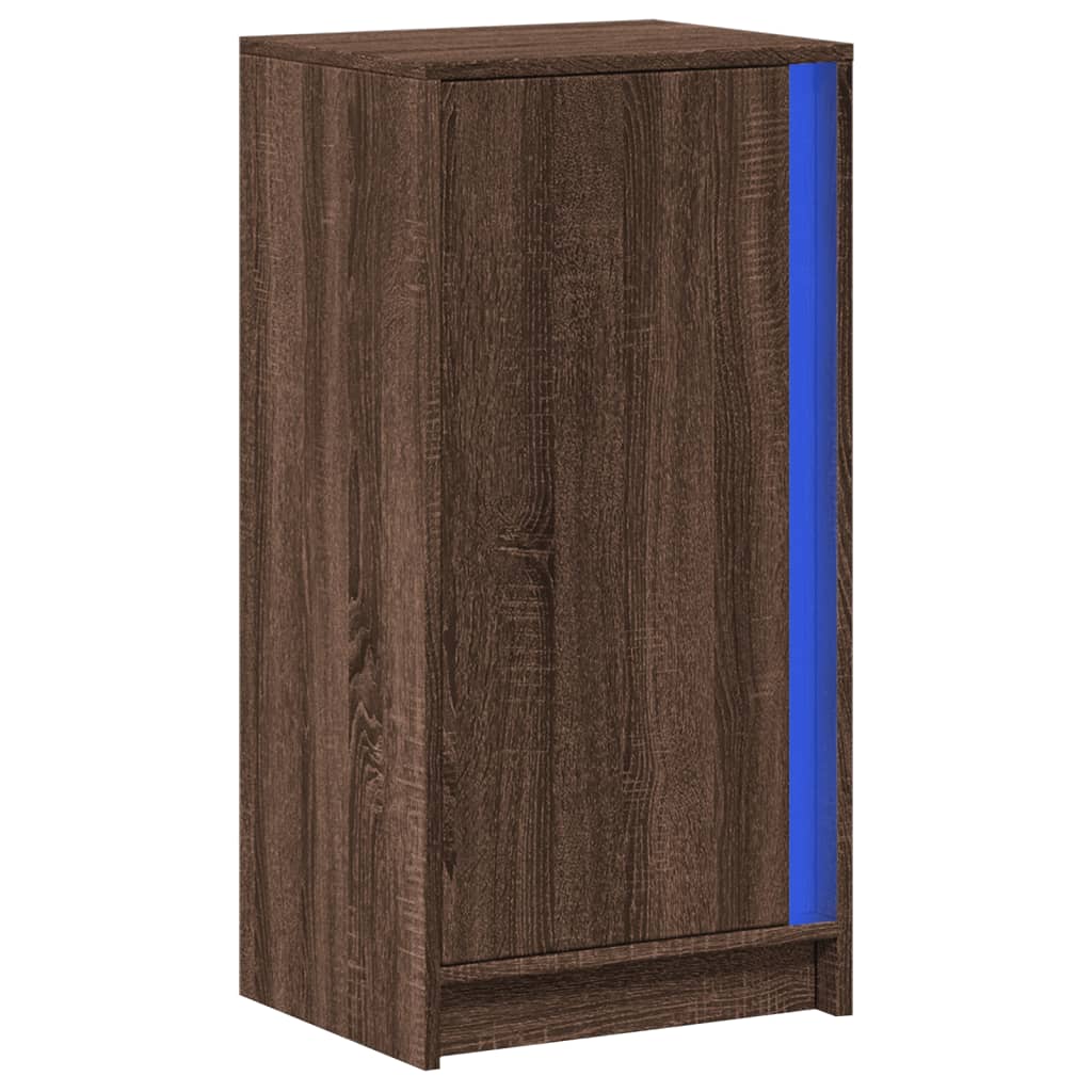 Dressoir met LED 42,5x34x85 cm bewerkt hout bruin eikenkleur