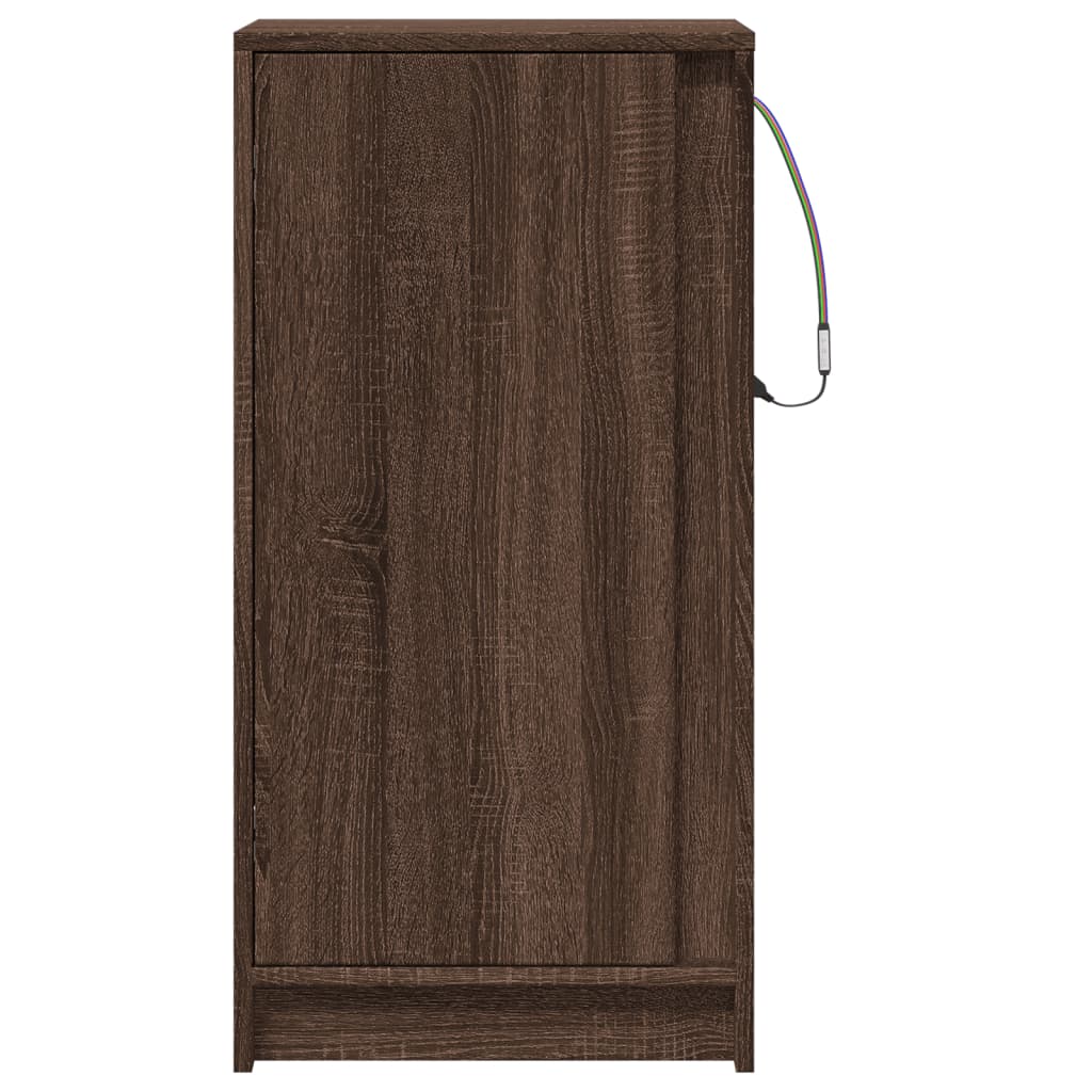 Dressoir met LED 42,5x34x85 cm bewerkt hout bruin eikenkleur