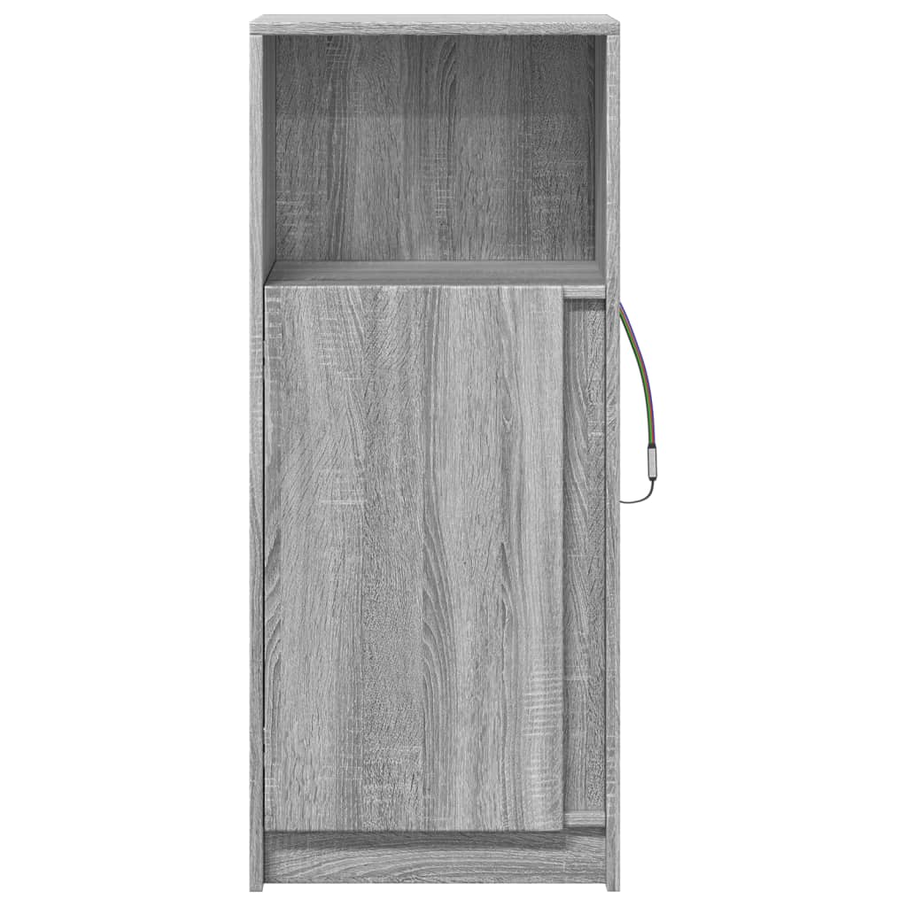 Dressoir met LED 42,5x34x100 cm bewerkt hout grijs sonoma eiken