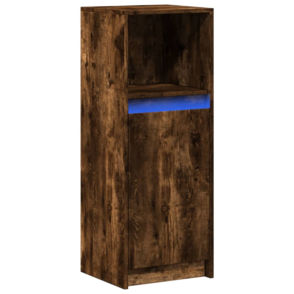 Dressoir met LED 38x34x100 cm bewerkt hout gerookt eikenkleurig