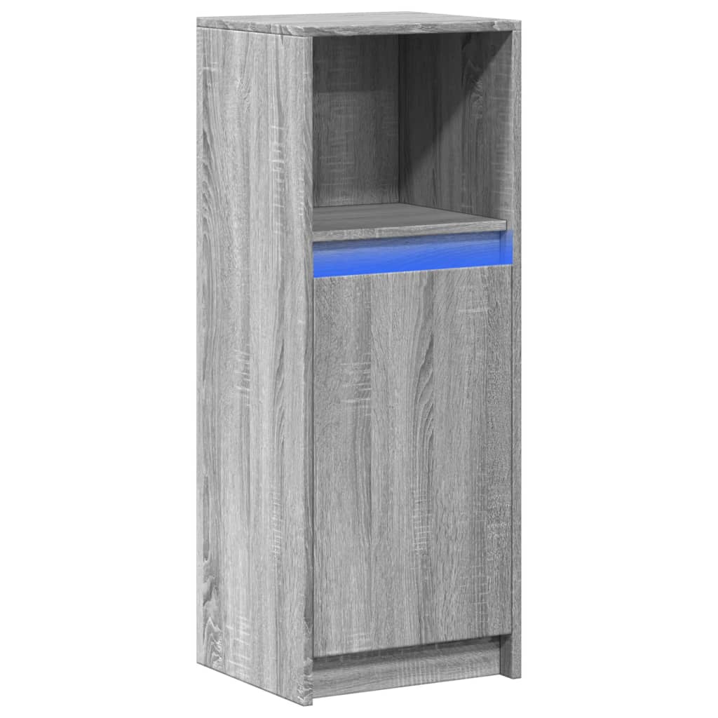 Dressoir met LED 38x34x100 cm bewerkt hout grijs sonoma eiken