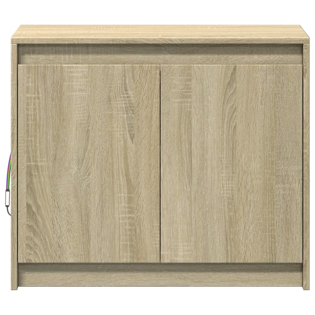 Dressoir met LED 72x34x61 cm bewerkt hout sonoma eikenkleurig