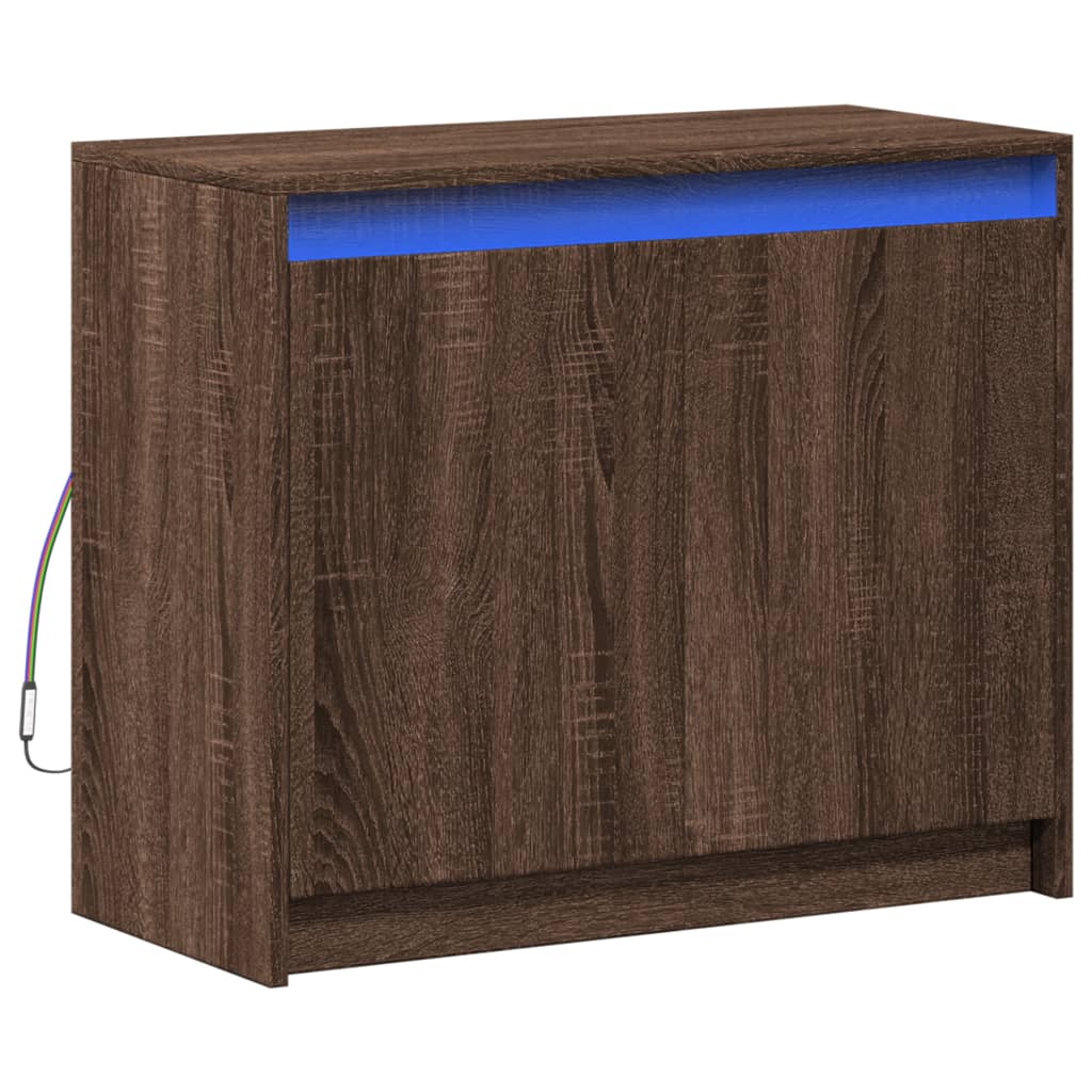 Dressoir met LED 72x34x61 cm bewerkt hout bruin eikenkleur