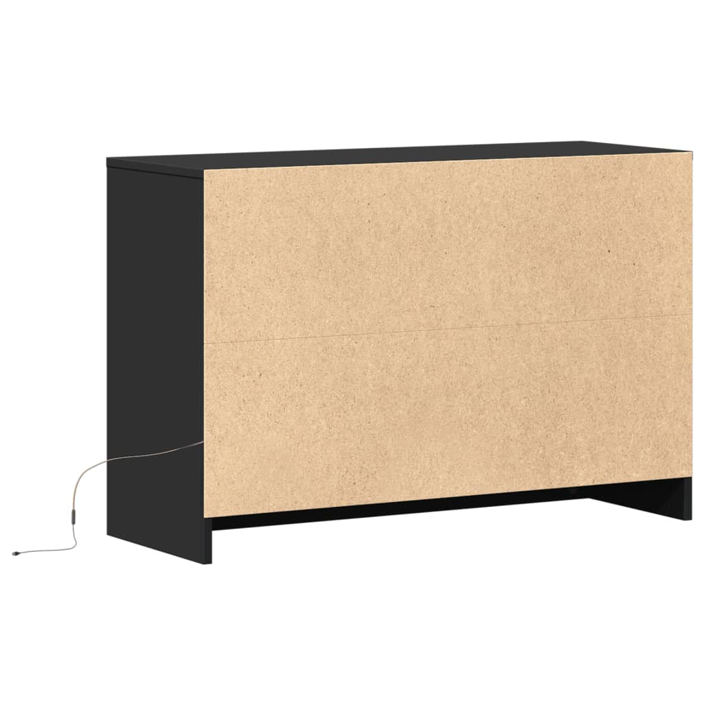 Tv-meubel met LED 91x34x61 cm bewerkt hout zwart