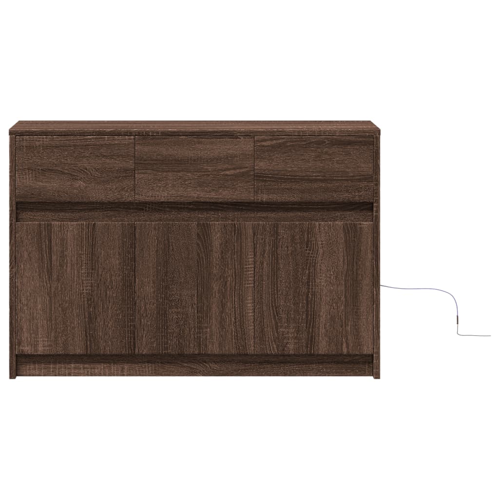 Tv-meubel met LED 91x34x61 cm bewerkt hout bruin eikenkleurig