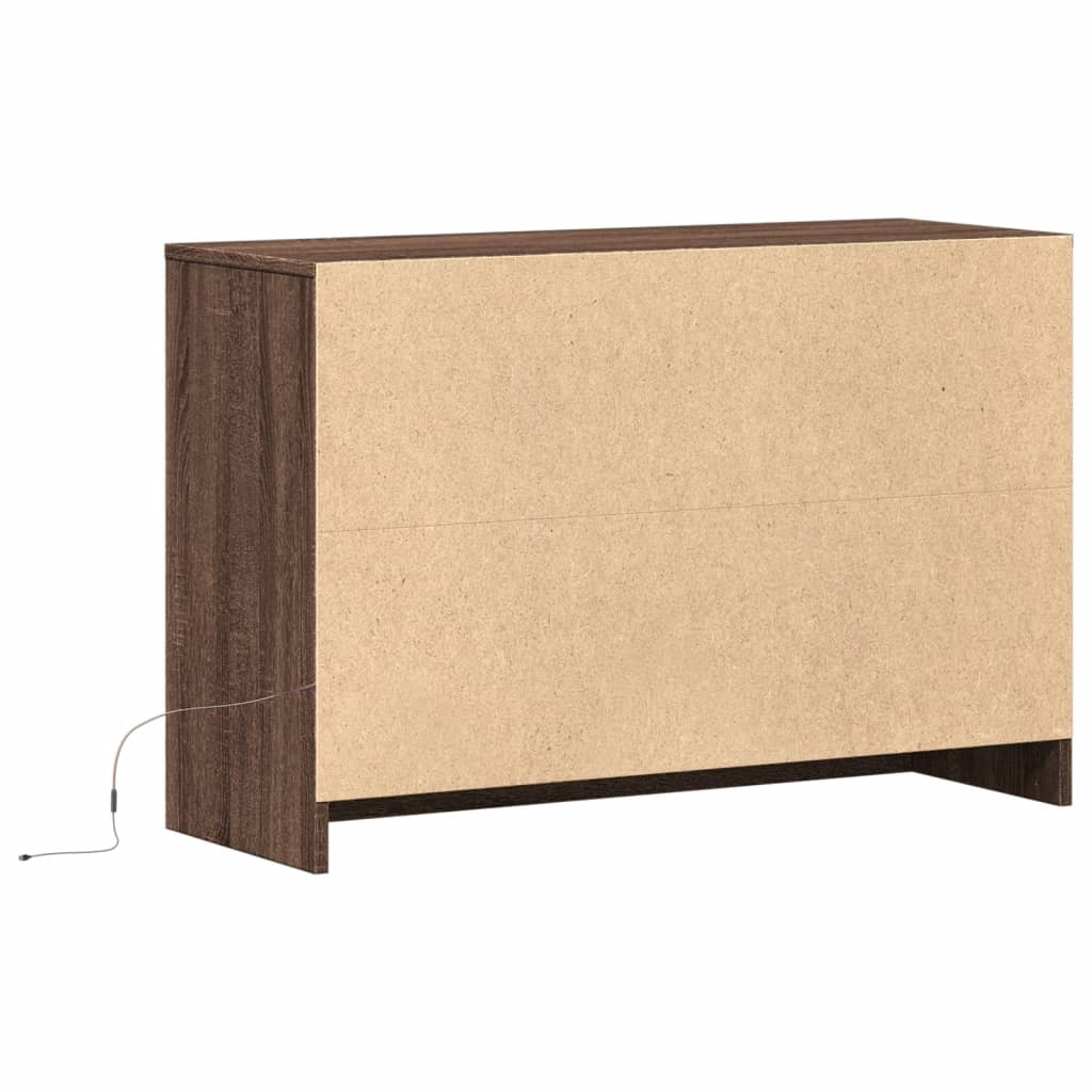 Tv-meubel met LED 91x34x61 cm bewerkt hout bruin eikenkleurig