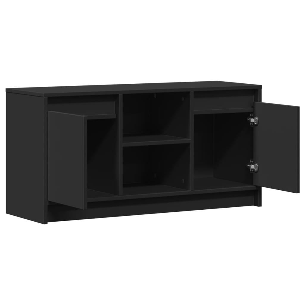 Tv-meubel met LED 100x34x50 cm bewerkt hout zwart