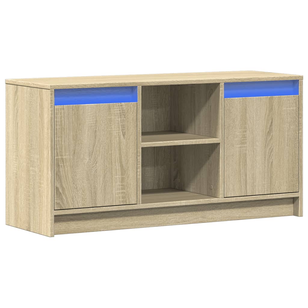 Tv-meubel met LED 100x34x50 cm bewerkt hout sonoma eikenkleurig