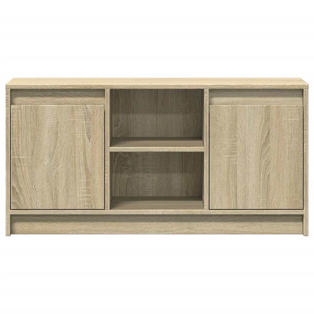 Tv-meubel met LED 100x34x50 cm bewerkt hout sonoma eikenkleurig