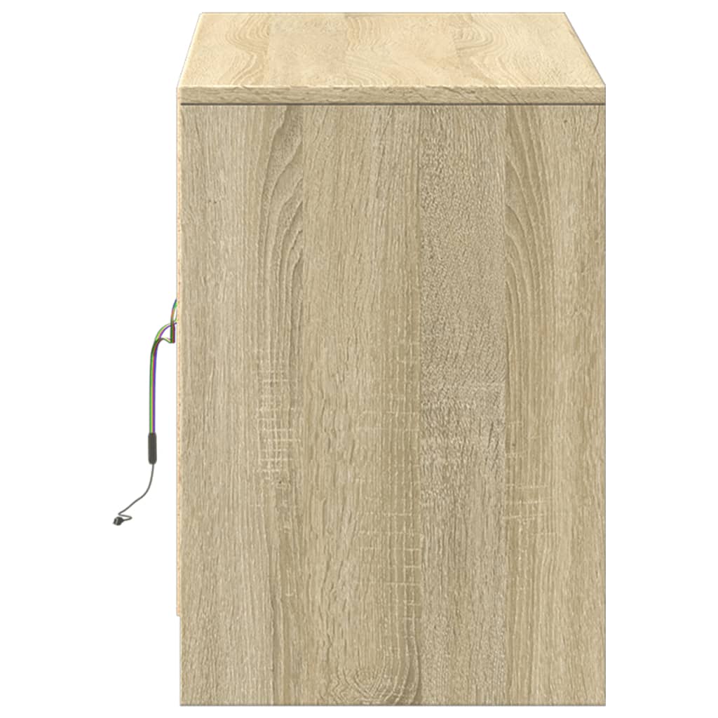 Tv-meubel met LED 100x34x50 cm bewerkt hout sonoma eikenkleurig