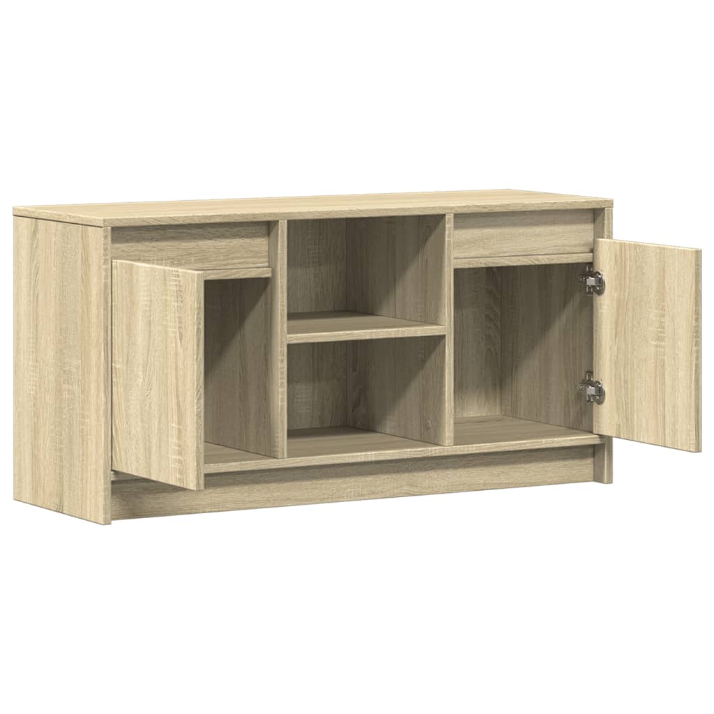 Tv-meubel met LED 100x34x50 cm bewerkt hout sonoma eikenkleurig