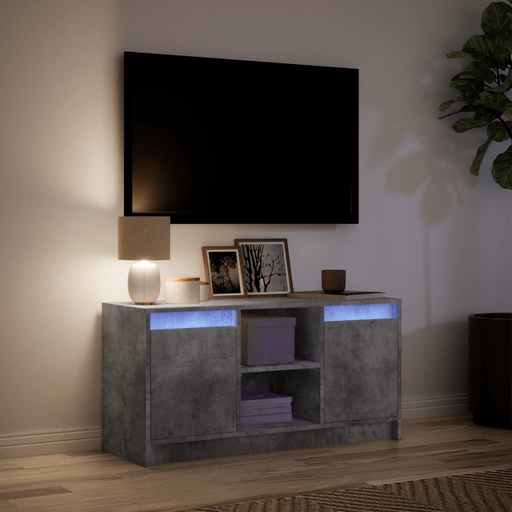 Tv-meubel met LED 100x34x50 cm bewerkt hout betongrijs