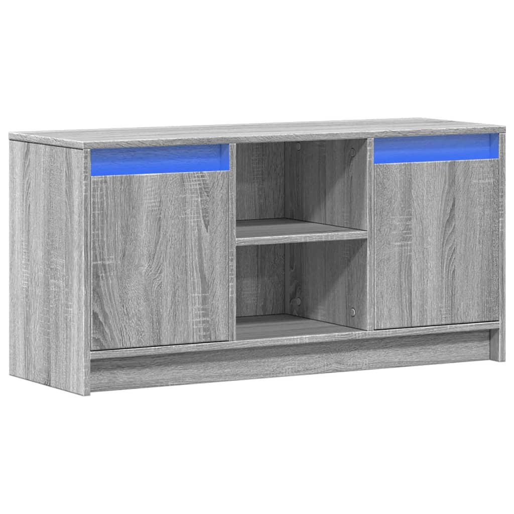 Tv-meubel met LED 100x34x50 cm bewerkt hout grijs sonoma eiken