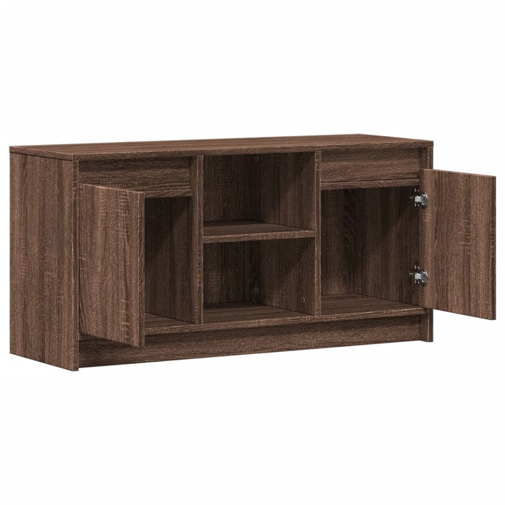 Tv-meubel met LED 100x34x50 cm bewerkt hout bruin eikenkleurig