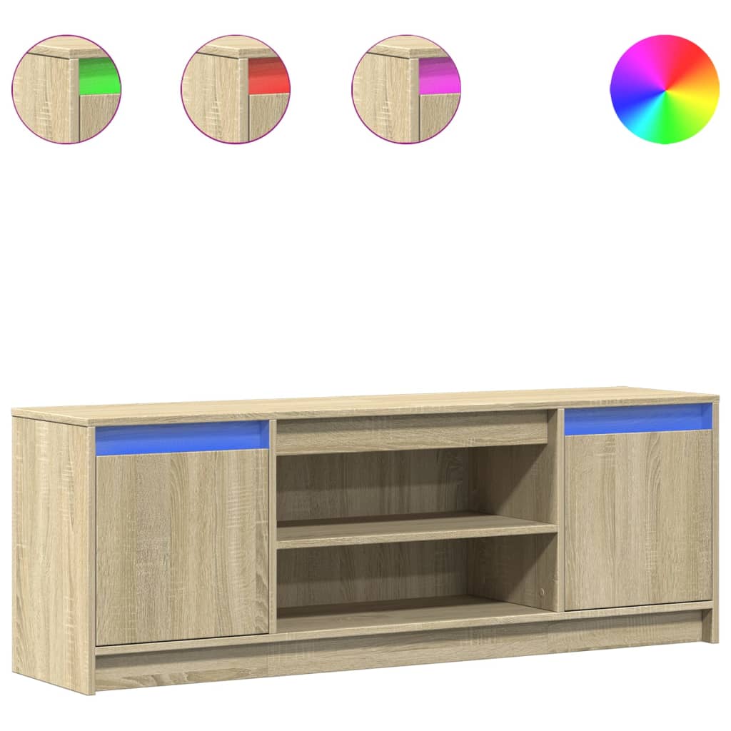 Tv-meubel met LED 139,5x34x50 cm bewerkt hout sonoma eikenkleur