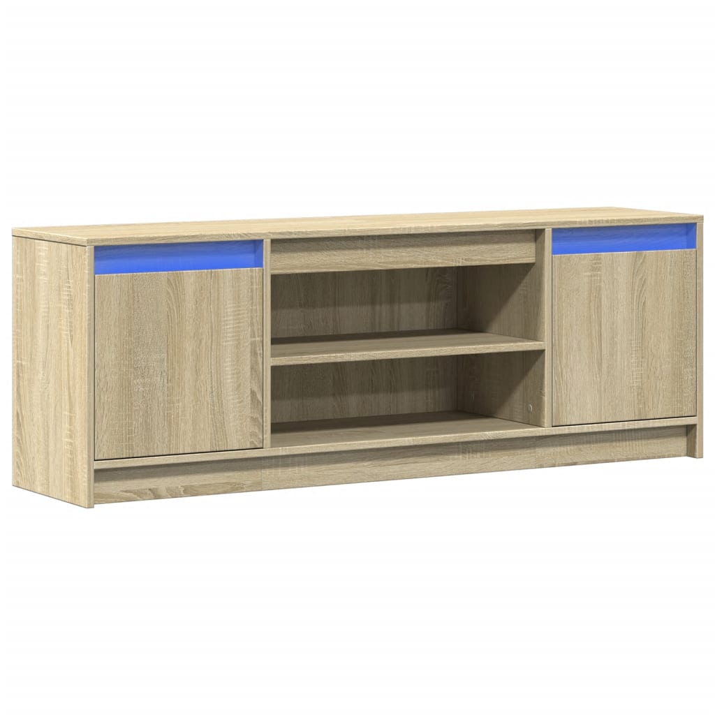 Tv-meubel met LED 139,5x34x50 cm bewerkt hout sonoma eikenkleur