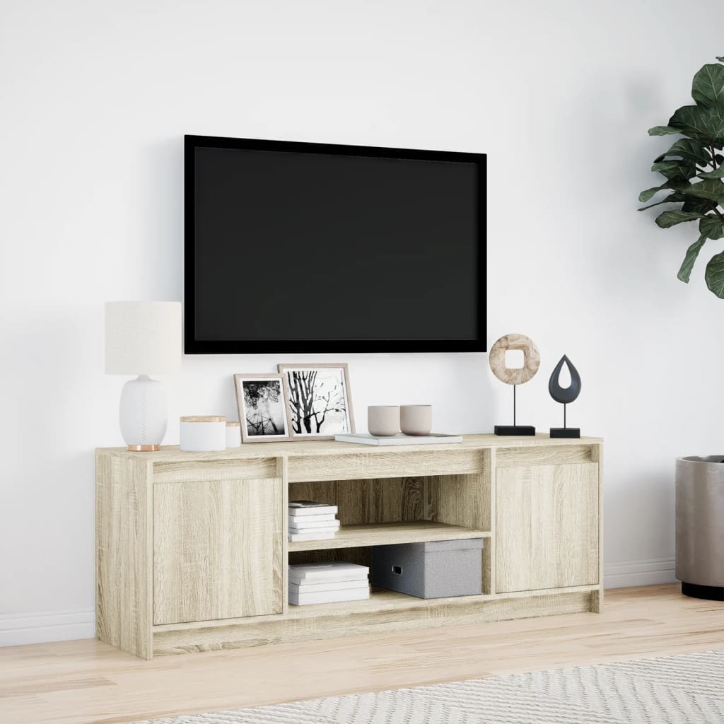 Tv-meubel met LED 139,5x34x50 cm bewerkt hout sonoma eikenkleur