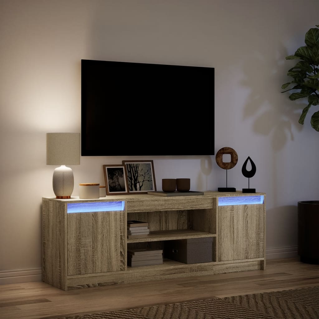 Tv-meubel met LED 139,5x34x50 cm bewerkt hout sonoma eikenkleur