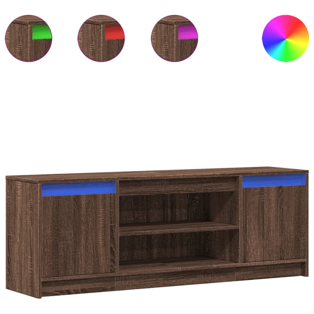 Tv-meubel met LED 139,5x34x50 cm bewerkt hout bruin eikenkleur