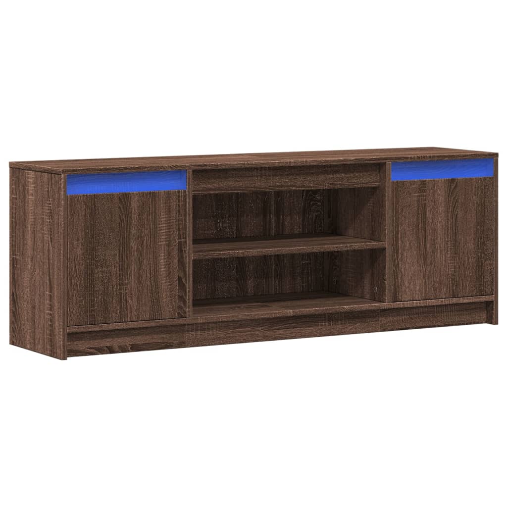 Tv-meubel met LED 139,5x34x50 cm bewerkt hout bruin eikenkleur