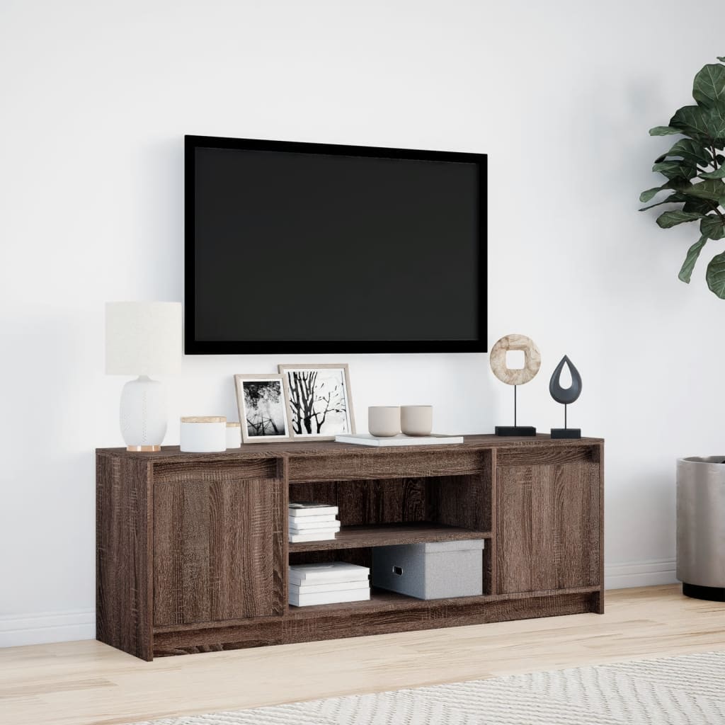 Tv-meubel met LED 139,5x34x50 cm bewerkt hout bruin eikenkleur