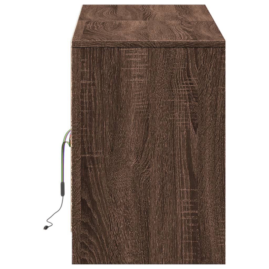 Tv-meubel met LED 139,5x34x50 cm bewerkt hout bruin eikenkleur