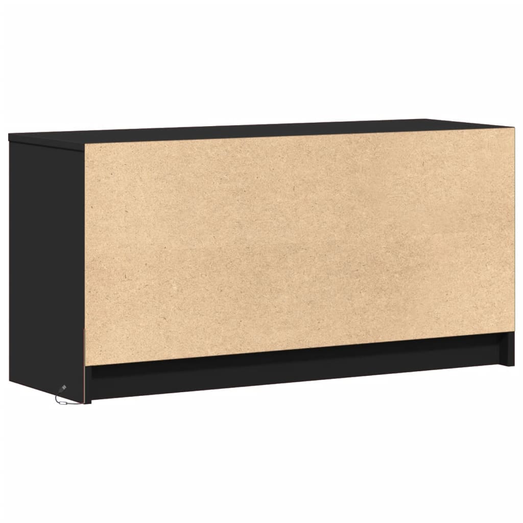 Tv-meubel met LED 100x34x50 cm bewerkt hout zwart