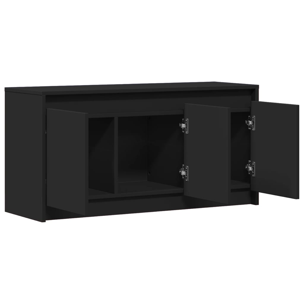 Tv-meubel met LED 100x34x50 cm bewerkt hout zwart