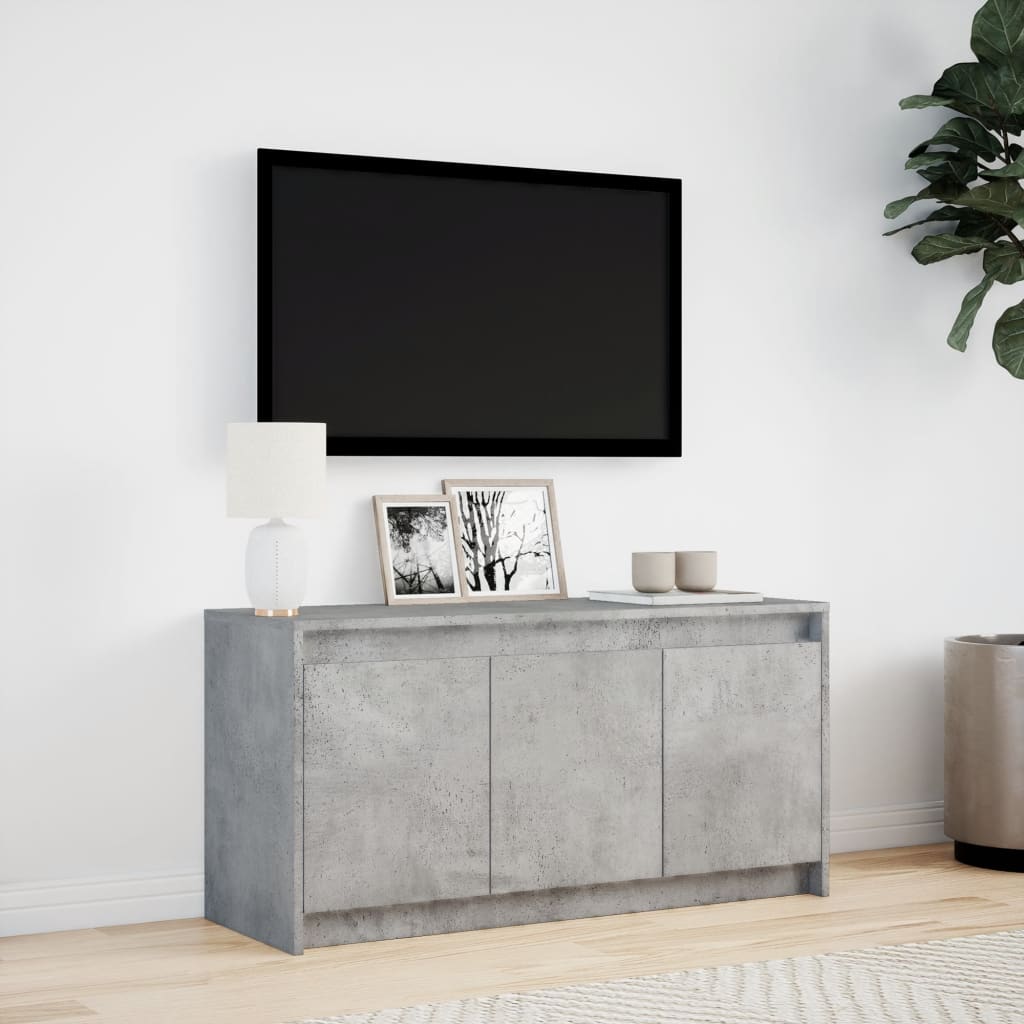 Tv-meubel met LED 100x34x50 cm bewerkt hout betongrijs