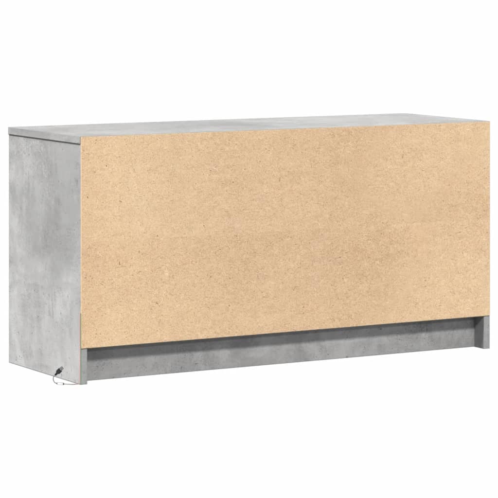 Tv-meubel met LED 100x34x50 cm bewerkt hout betongrijs