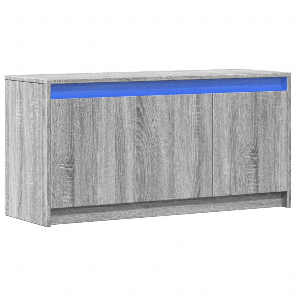 Tv-meubel met LED 100x34x50 cm bewerkt hout grijs sonoma eiken