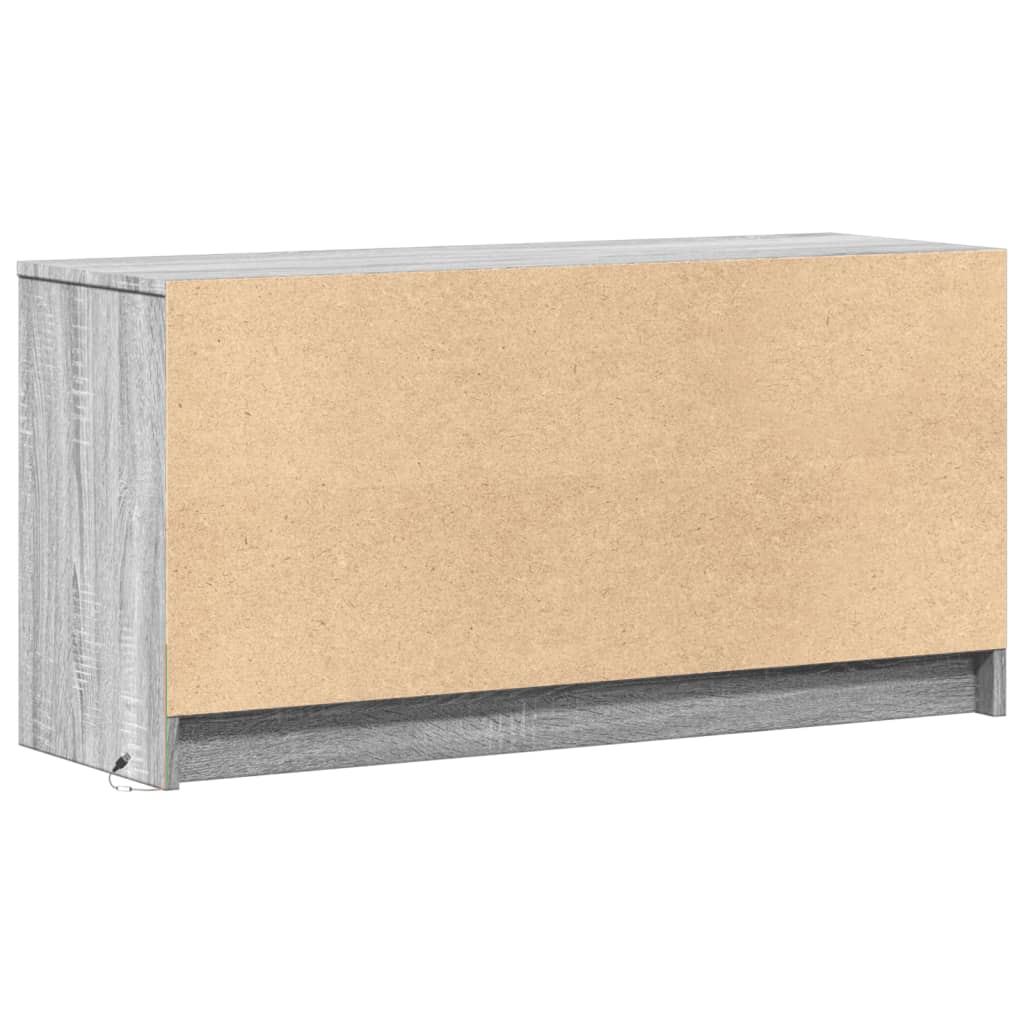 Tv-meubel met LED 100x34x50 cm bewerkt hout grijs sonoma eiken