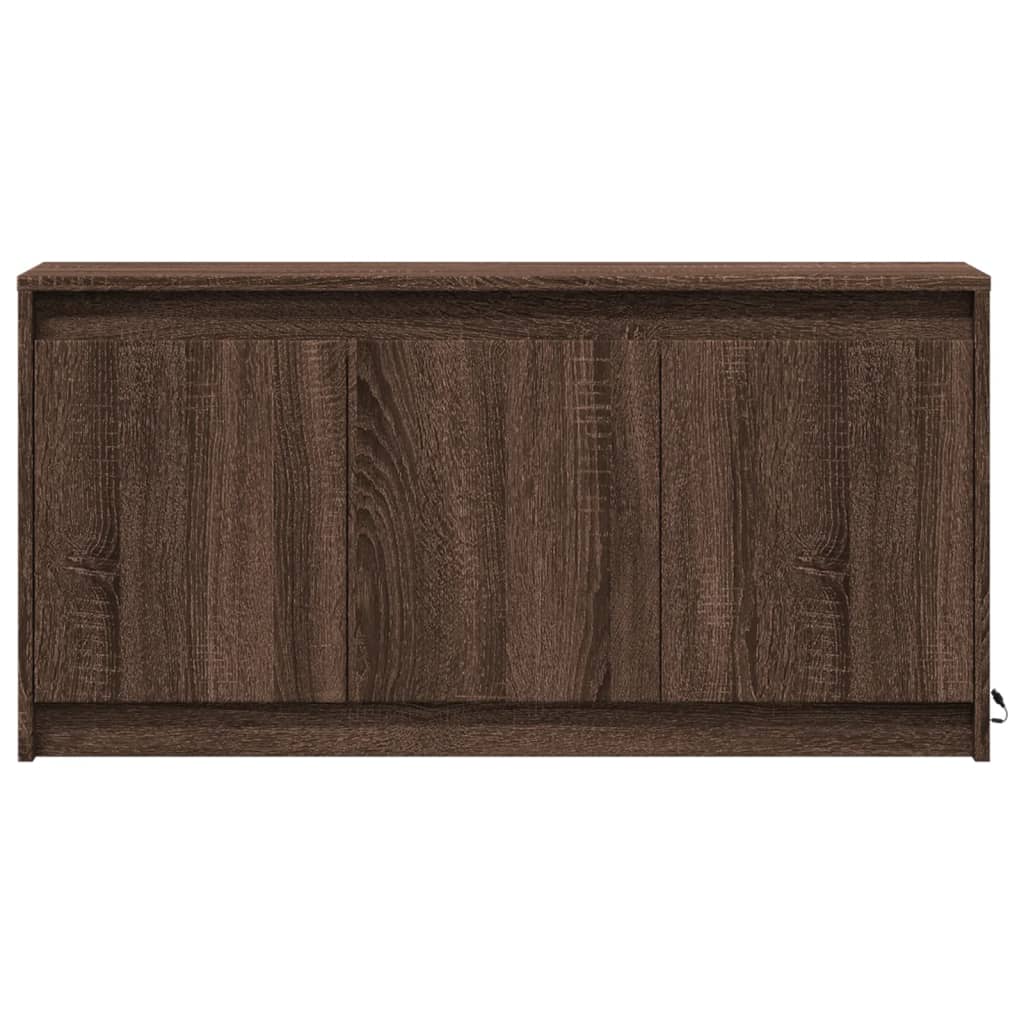 Tv-meubel met LED 100x34x50 cm bewerkt hout bruin eikenkleurig