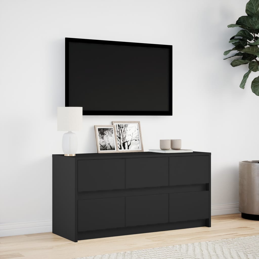 Tv-meubel met LED 100x34x50 cm bewerkt hout zwart