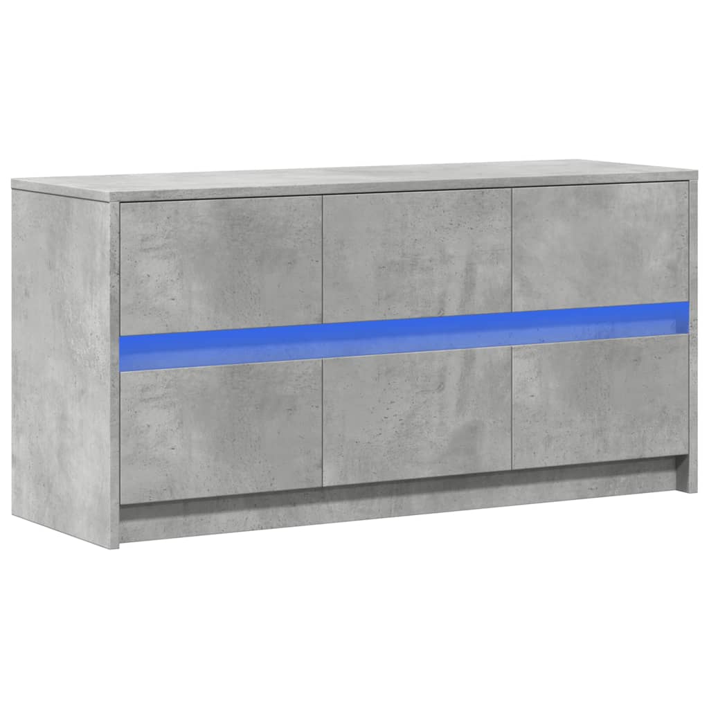 Tv-meubel met LED 100x34x50 cm bewerkt hout betongrijs