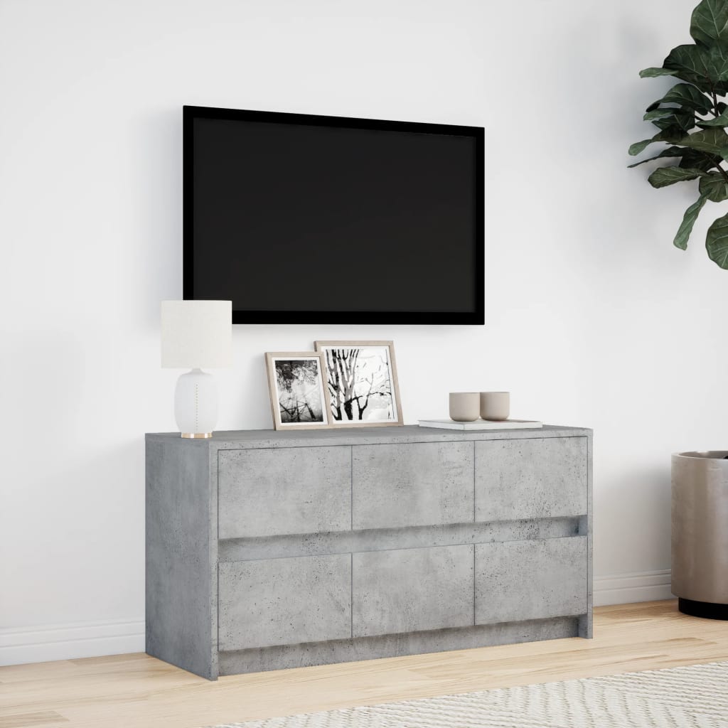 Tv-meubel met LED 100x34x50 cm bewerkt hout betongrijs