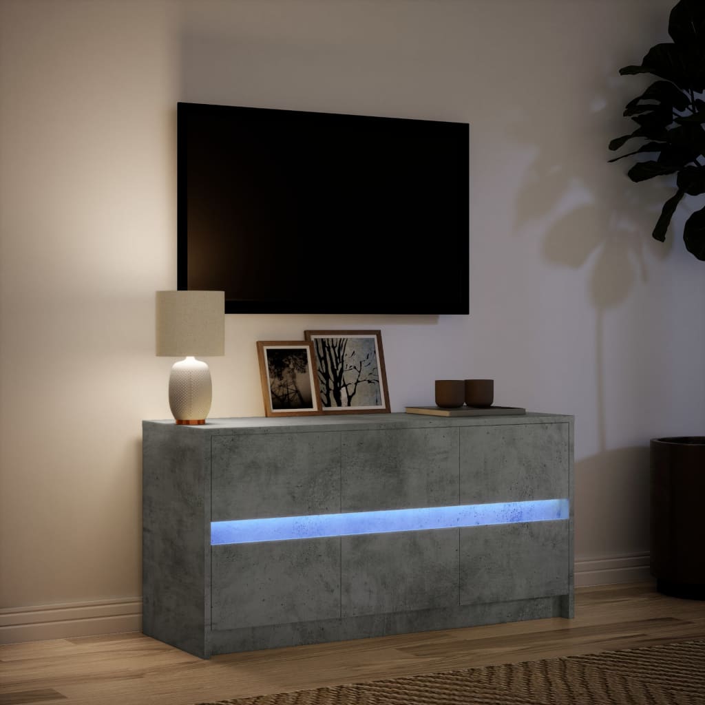 Tv-meubel met LED 100x34x50 cm bewerkt hout betongrijs