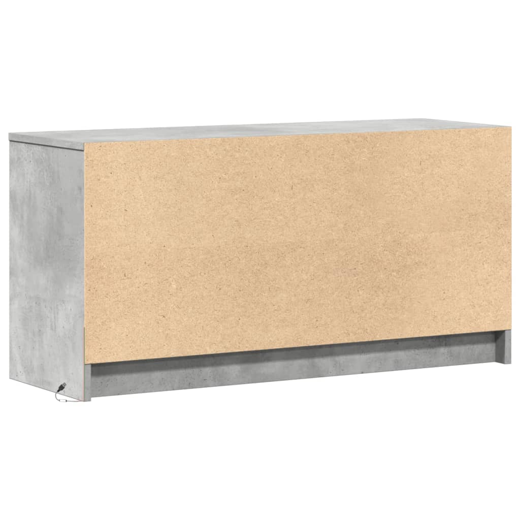 Tv-meubel met LED 100x34x50 cm bewerkt hout betongrijs