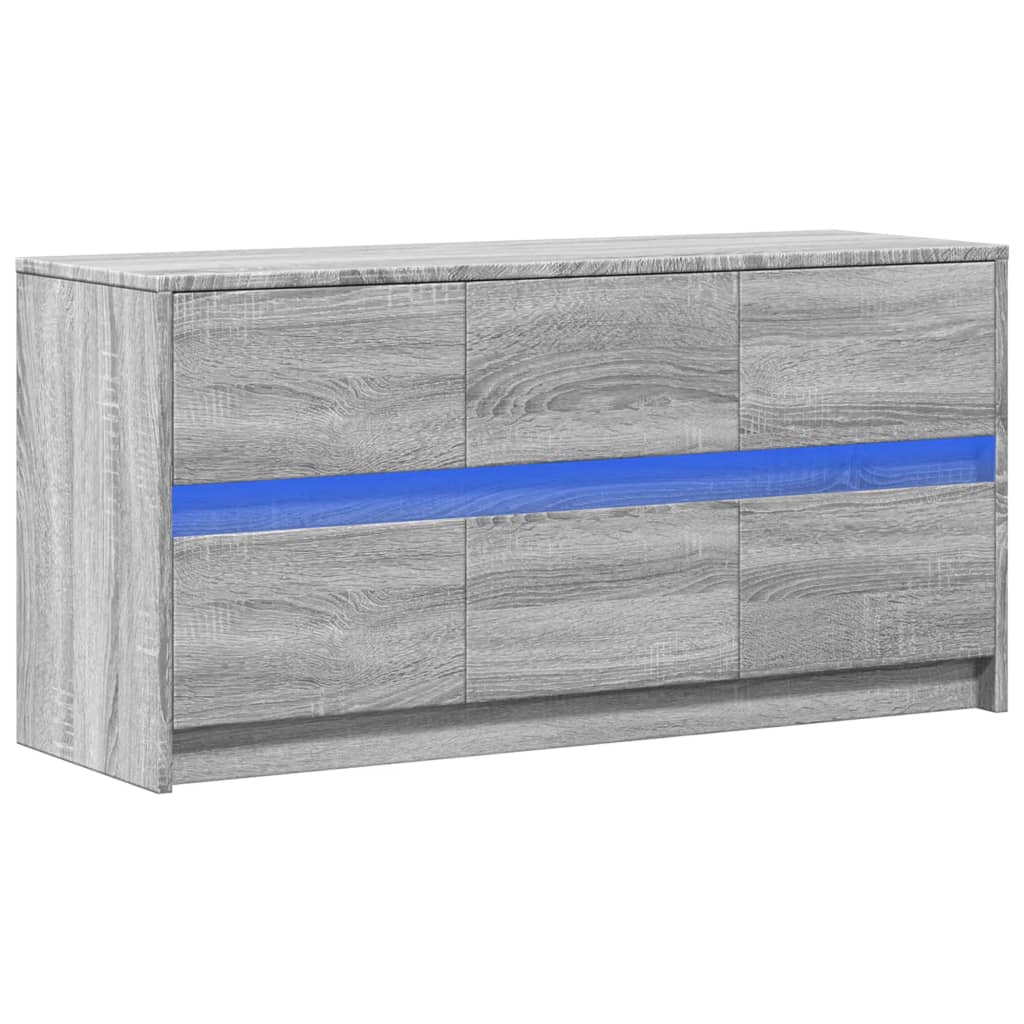 Tv-meubel met LED 100x34x50 cm bewerkt hout grijs sonoma eiken