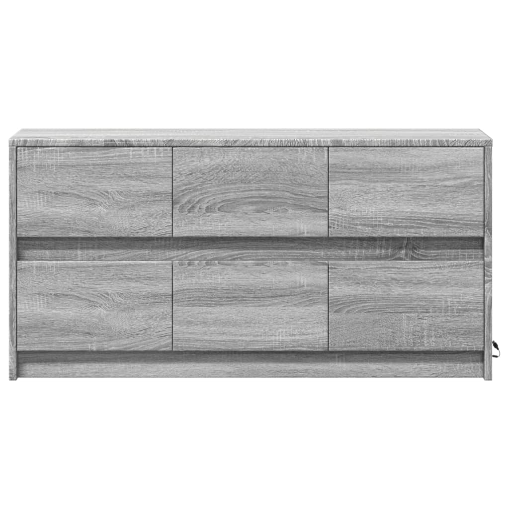 Tv-meubel met LED 100x34x50 cm bewerkt hout grijs sonoma eiken